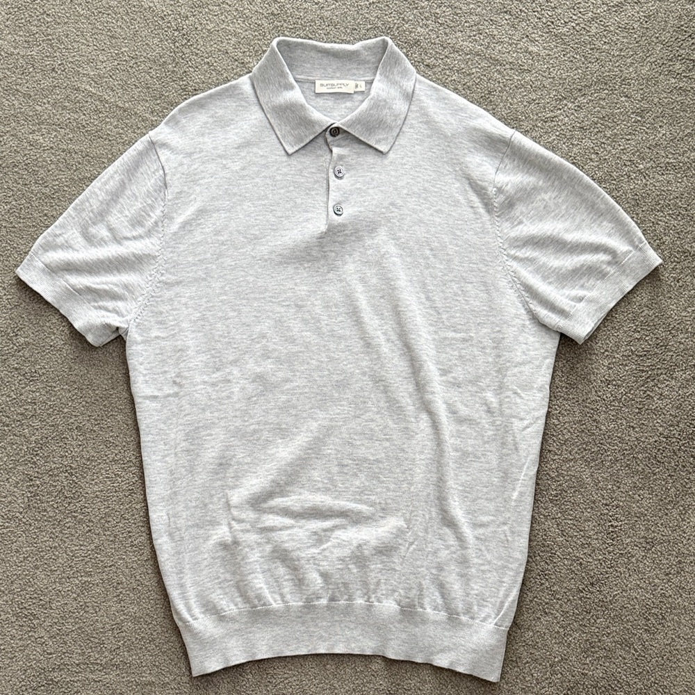 GrayPolo Shirt for Men - SuitSupply - Large - Cotton Silk